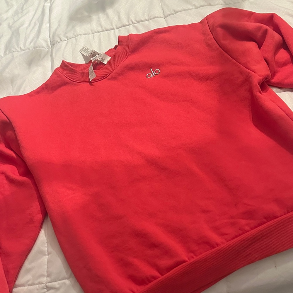 ALO Yoga Vibrant Red Crew Neck Sweater